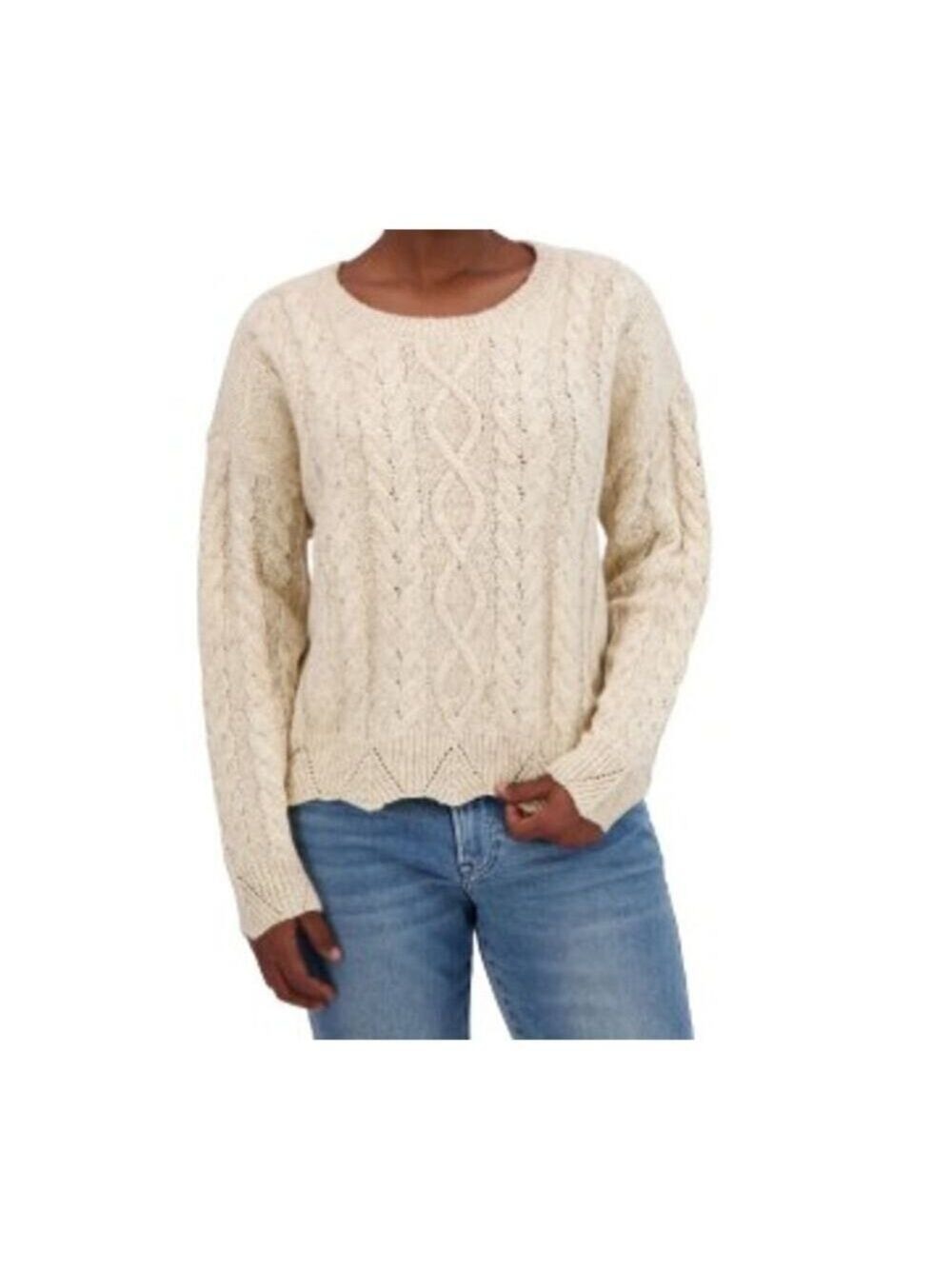 Lucky Brand Women's Cable Knit Sweater Cream Size XL
